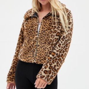 Kendall & Kylie Leopard Faux Fur Jacket